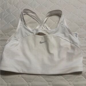 Nike Women’s White Striped High-Support Sports Bra